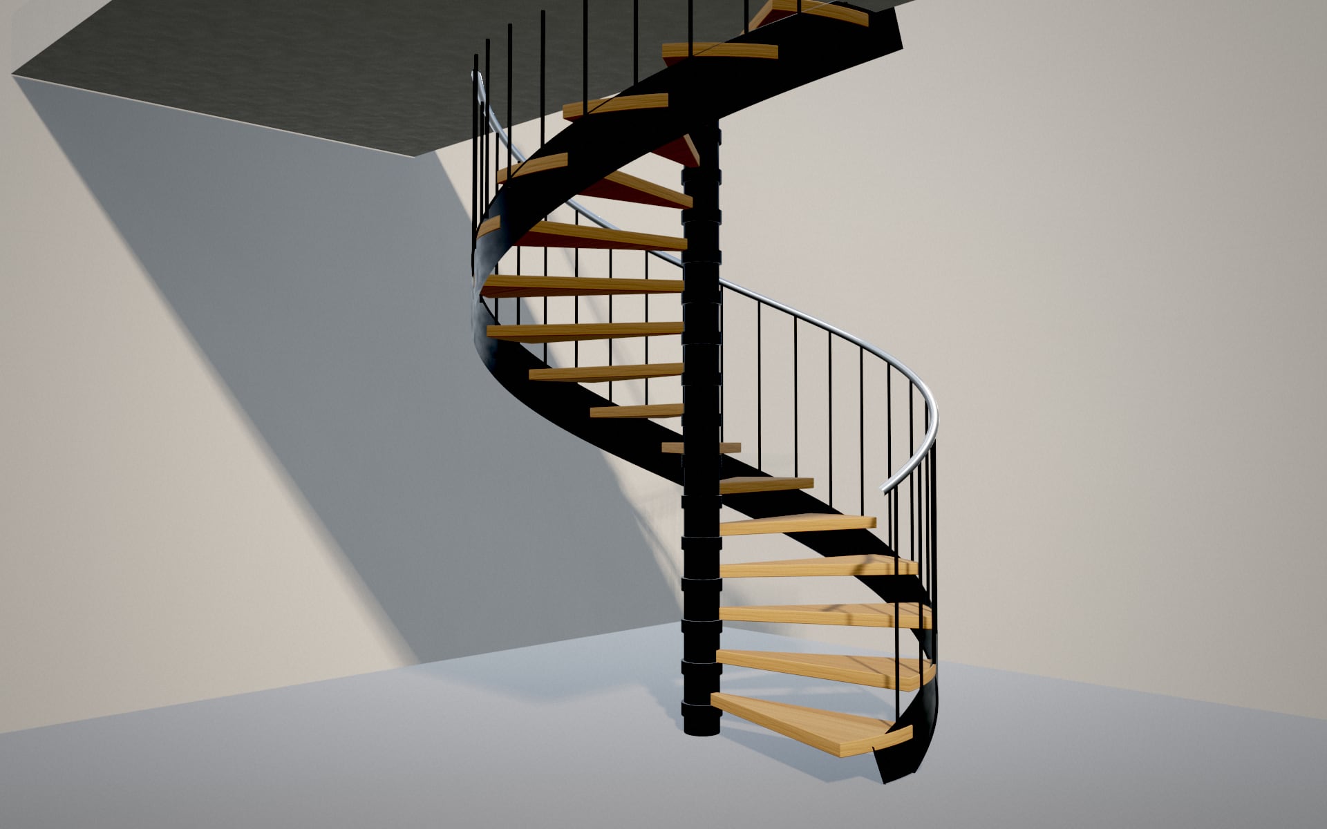 Visualisation 3D — Escalier hélicoïdal